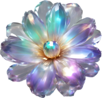 Enchanted colorful Crystal flower, clipart for decoration. Ai-Generated. png