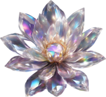Enchanted colorful Crystal flower, clipart for decoration. Ai-Generated. png