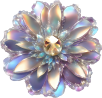 Enchanted colorful Crystal flower, clipart for decoration. Ai-Generated. png