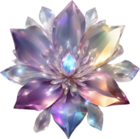 Enchanted colorful Crystal flower, clipart for decoration. Ai-Generated. png