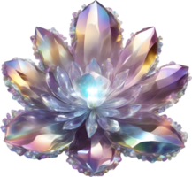 Enchanted colorful Crystal flower, clipart for decoration. Ai-Generated. png