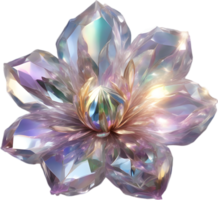 Enchanted colorful Crystal flower, clipart for decoration. Ai-Generated. png