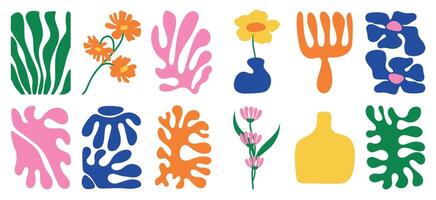 botánico garabatear antecedentes colocar. flor y hojas resumen forma garabatear Arte diseño para imprimir, fondo de pantalla, clipart, pared Arte para hogar decoración. vector