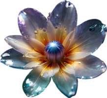 Enchanted colorful Crystal flower, clipart for decoration. Ai-Generated. png