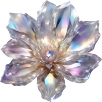 Enchanted colorful Crystal flower, clipart for decoration. Ai-Generated. png