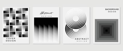 Abstract gradient background set. Minimalist style cover template with monochrome perspective 3d geometric prism shapes collection. Ideal design for social media, poster, cover, banner, flyer. vector