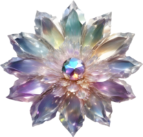 Enchanted colorful Crystal flower, clipart for decoration. Ai-Generated. png