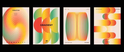 Abstract gradient background set. Minimalist style cover template with vibrant perspective 3d geometric prism shapes collection. Ideal design for social media, poster, cover, banner, flyer. vector