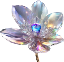 Enchanted colorful Crystal flower, clipart for decoration. Ai-Generated. png