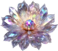 Enchanted colorful Crystal flower, clipart for decoration. Ai-Generated. png