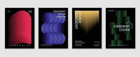 Abstract gradient background set. Minimalist style cover template with vibrant perspective 3d geometric prism shapes collection. Ideal design for social media, poster, cover, banner, flyer. vector