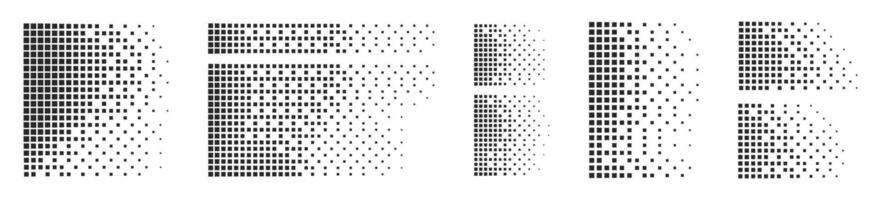 Dotted gradient set. Square tone gradation pattern. vector