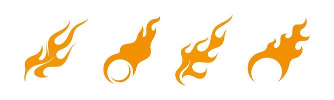 Fire icon set. Flaming hot logotype. vector