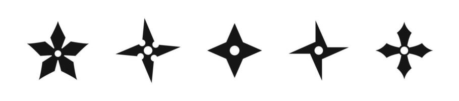 shuriken icono colocar. asiático estrella conformado arma iconos vector