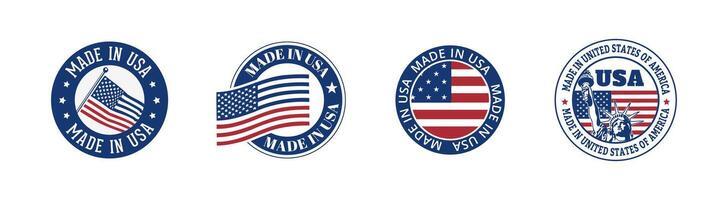 Made in USA circle badge set. Original American product badges. vector