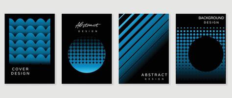 Abstract gradient background set. Minimalist style cover template with vibrant perspective 3d geometric prism shapes collection. Ideal design for social media, poster, cover, banner, flyer. vector