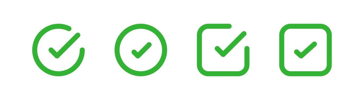 Checkmark line icon set. Check icons round and square. vector