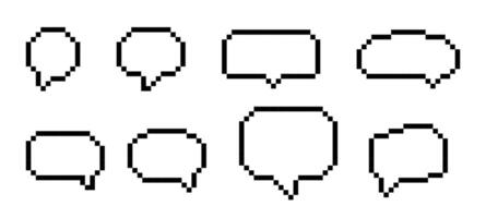 Text box pixelated illustration. Speech bubble pixel style set. vector