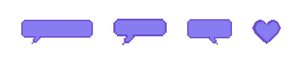 Speech bubble pixel style set. Text box pixelated illustration. vector