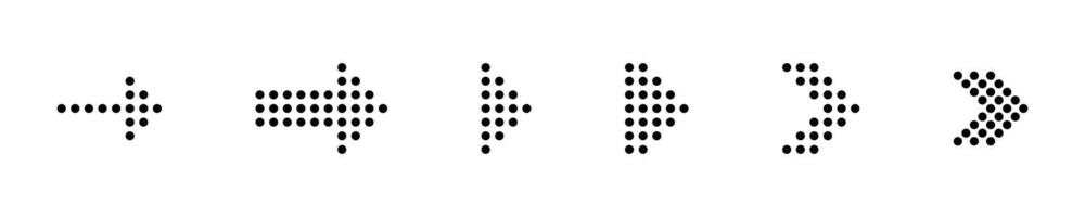 Dotted arrows icon set. Arrow dots style icons. vector