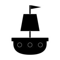 Sail boat silhouette icon illustration. Black contour of small ship isolated on white background. vector