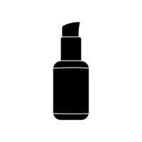 Cosmetic container black silhouette icon isolated on white background. vector