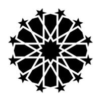 Islamic geometric design element illustration black silhouette isolated on white background. Logo icon vector