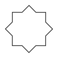 Eight pointed star icon contour outline geometric design element shape isolated on white background. vector
