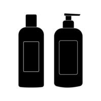 Cosmetics containers bottles black silhouette icons set collection isolated on white background. vector