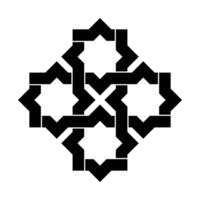 Islamic geometric design element illustration black silhouette isolated on white background. Logo icon vector