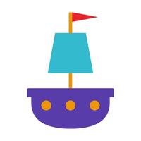 Simple cartoon flat ship icon for kids. Isolated illustration on white background. Scalable element design. vector