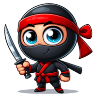 ninja con kunai en dibujos animados estilo png