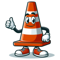 traffic cone character with thumbs up OK png