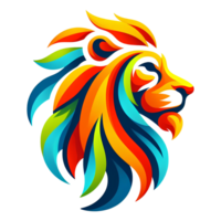 colorful head lion suitable for a tshirt design png