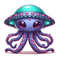 polvo monstro estrangeiro com chapéu gostar UFO png