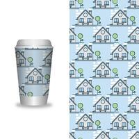 take away coffee packaging templates and design elements for coffee shops - cardboard cup with seamless patterns. vector