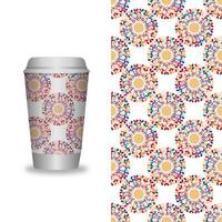 take away coffee packaging templates and design elements for coffee shops - cardboard cup with seamless patterns. vector