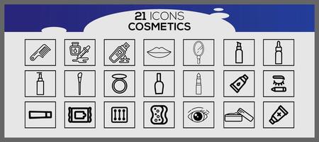 cosmético línea icono conjunto con maquillaje belleza línea íconos belleza accesorios conjunto maquillaje accesorios. vector