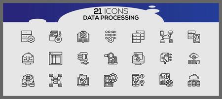 datos Procesando icono colocar. creativo datos Procesando icono colocar. vector