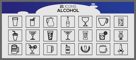 conjunto de ilustraciones de íconos de bebidas alcohol bebida icono conjunto bebida íconos colección vector