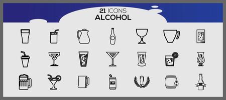 conjunto de ilustraciones de íconos de bebidas alcohol bebida icono conjunto bebida íconos colección vector