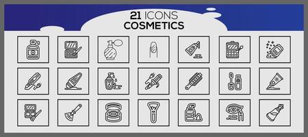 cosmético línea icono conjunto con maquillaje belleza línea íconos belleza accesorios conjunto maquillaje accesorios. vector