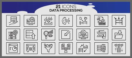 datos Procesando icono colocar. creativo datos Procesando icono colocar. vector