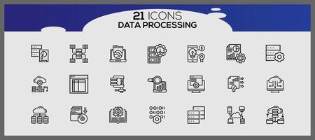 data processing icon set creative data management icon set data processing line icons set of line vector