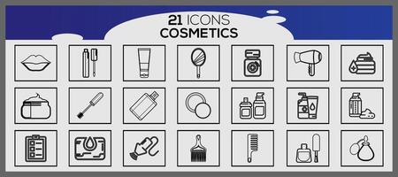 cosmético línea icono conjunto con maquillaje belleza línea íconos belleza accesorios conjunto maquillaje accesorios. vector