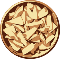 heerlijk krokant gebakken chips in kom tekenfilm clip art Aan transparant achtergrond voor tussendoortje, voedsel recept, Koken, voorafje, calorieën, trans dik, ongezond, traditioneel keuken, tortilla chips, nacho's png