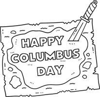 Happy Columbus Day on a Map Isolated Coloring Page vector