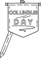 Columbus Day with a Flag Isolated Coloring Page vector