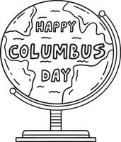 Happy Columbus Day on Globe Isolated Coloring vector