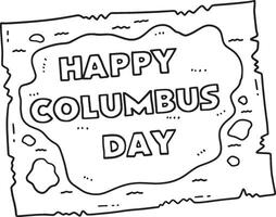 Happy Columbus Day on Map Isolated Coloring Page vector